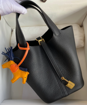 에르메스 피코탄 락22 블랙 금장 소가죽